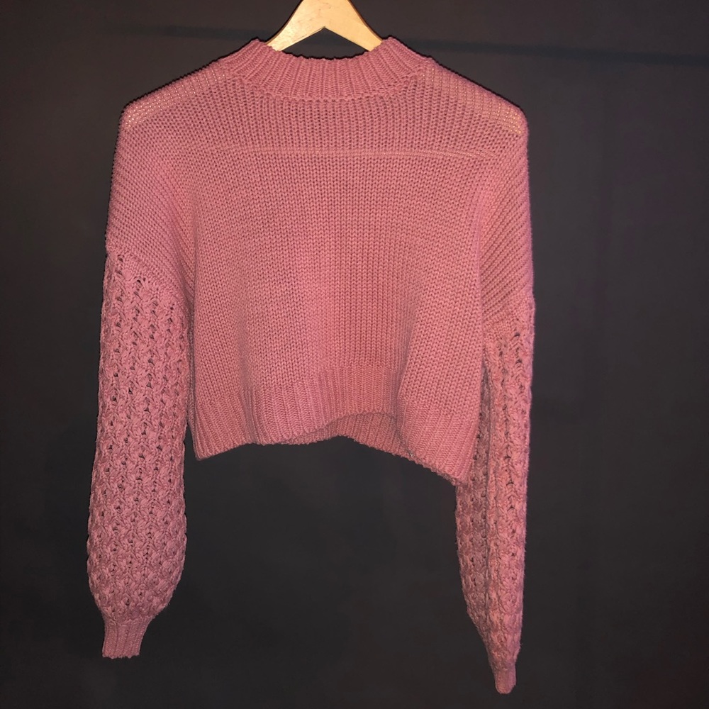Pink crochet detailed sweater